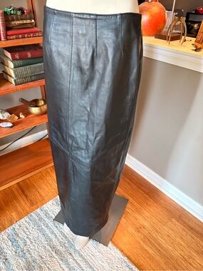 Vintage Jaclyn Smith Black Faux Leather Maxi Skirt